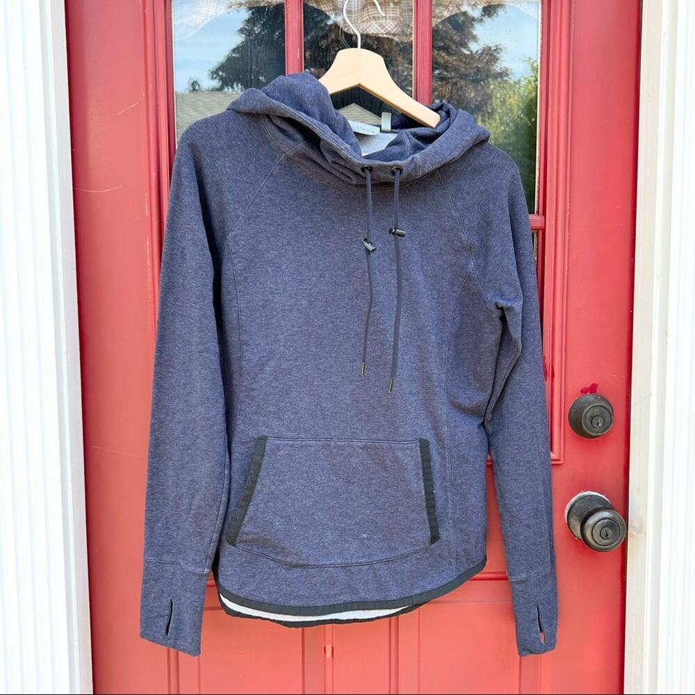 Athleta blue pullover sweatshirt hoodie drawstring